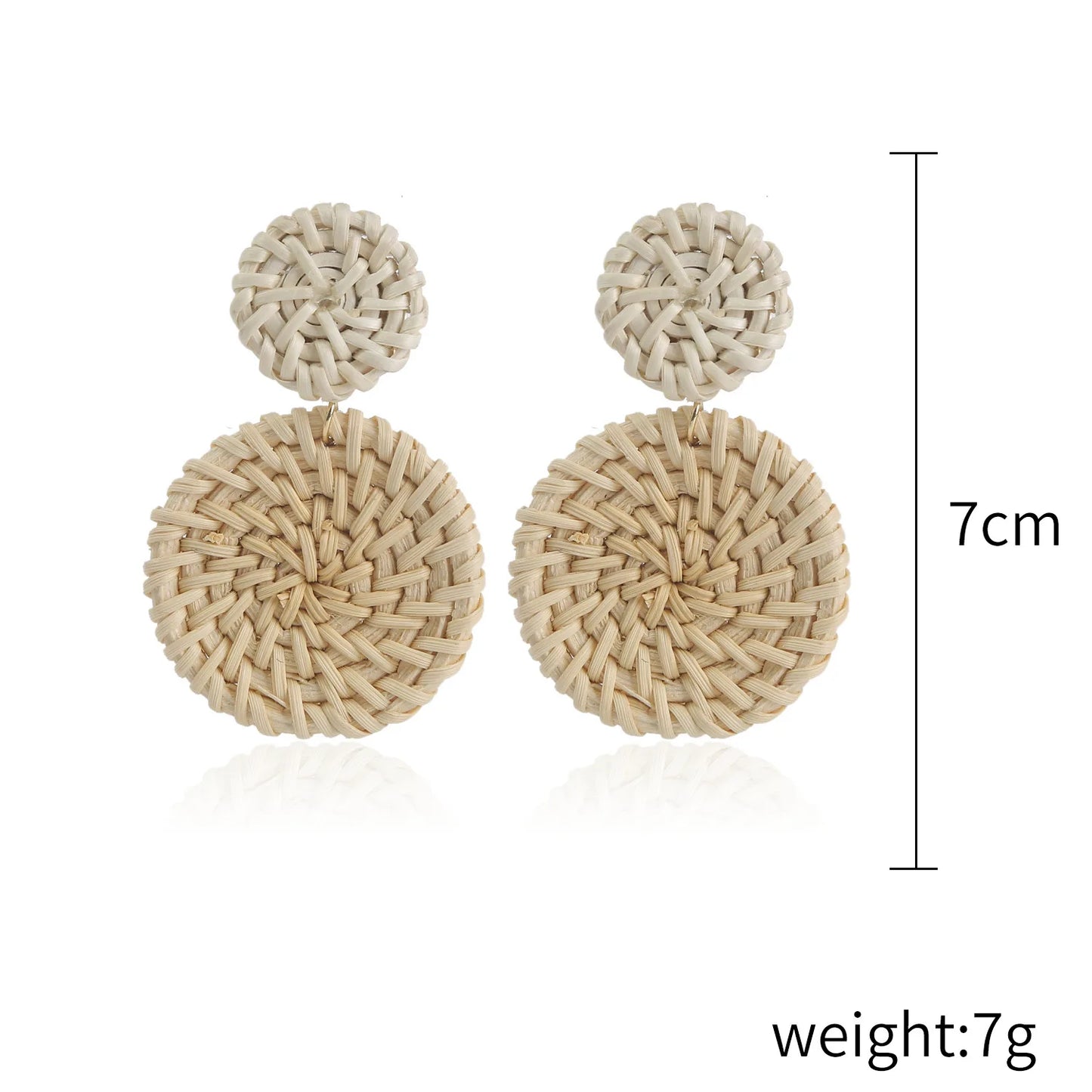 Boucles d'oreilles pendantes en bambou et rotin