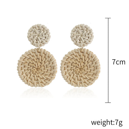 Boucles d'oreilles pendantes en bambou et rotin