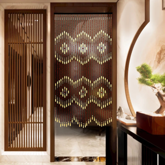 Rideau de porte en perles de bois et bambou