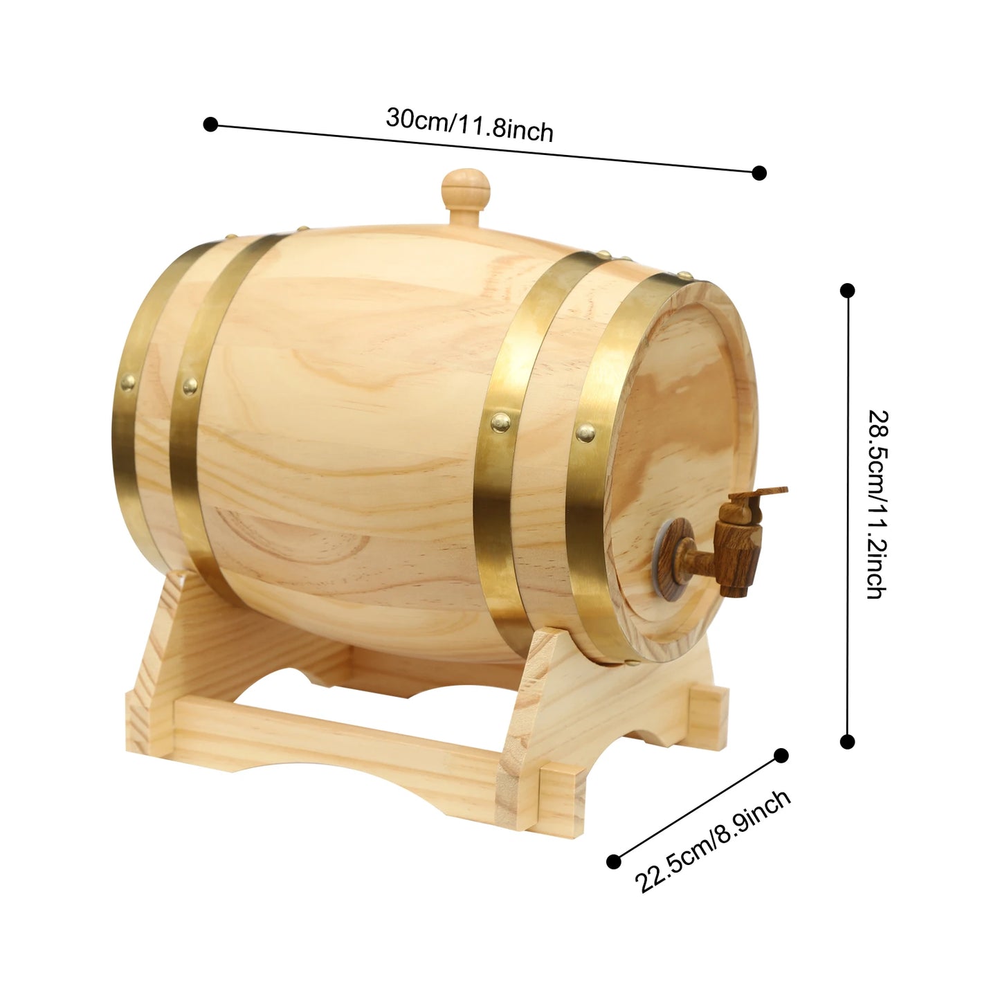 Baril de vin en bois de pin avec robinet