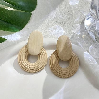 Boucles d'oreilles rondes en bois ethniques