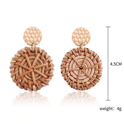 Boucles d'oreilles pendantes en bambou et rotin