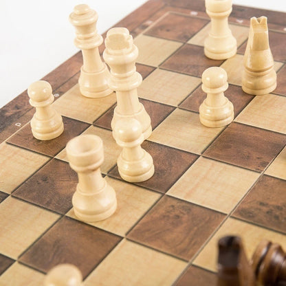 Jeux 3-en-1 Échecs, Dames et Backgammon en bois