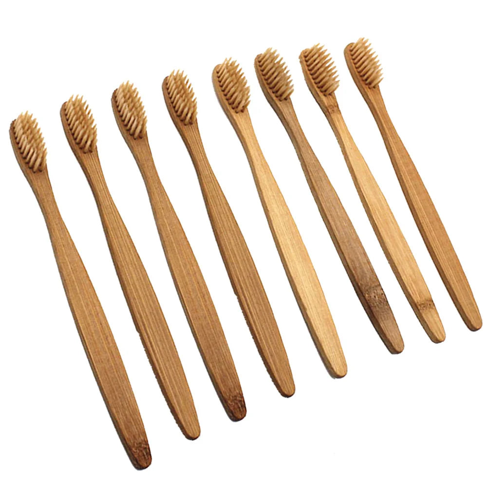 Lot de 8 brosses à dents en bambou biodégradables