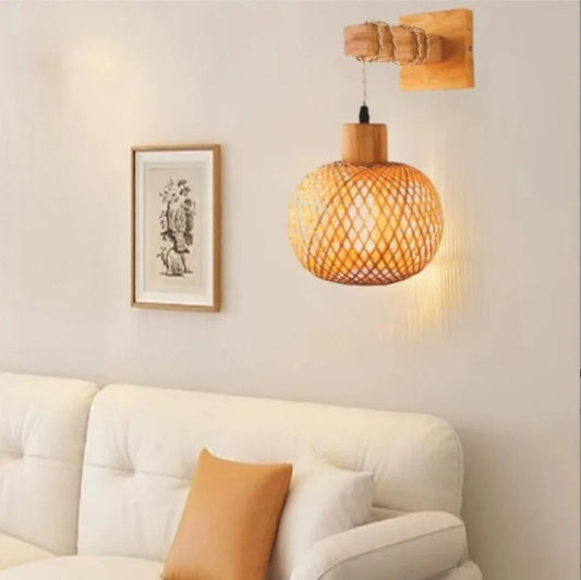 Applique Murale Lanterne en Bambou