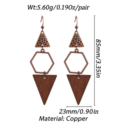 Boucles d'oreilles ethniques en bois naturel
