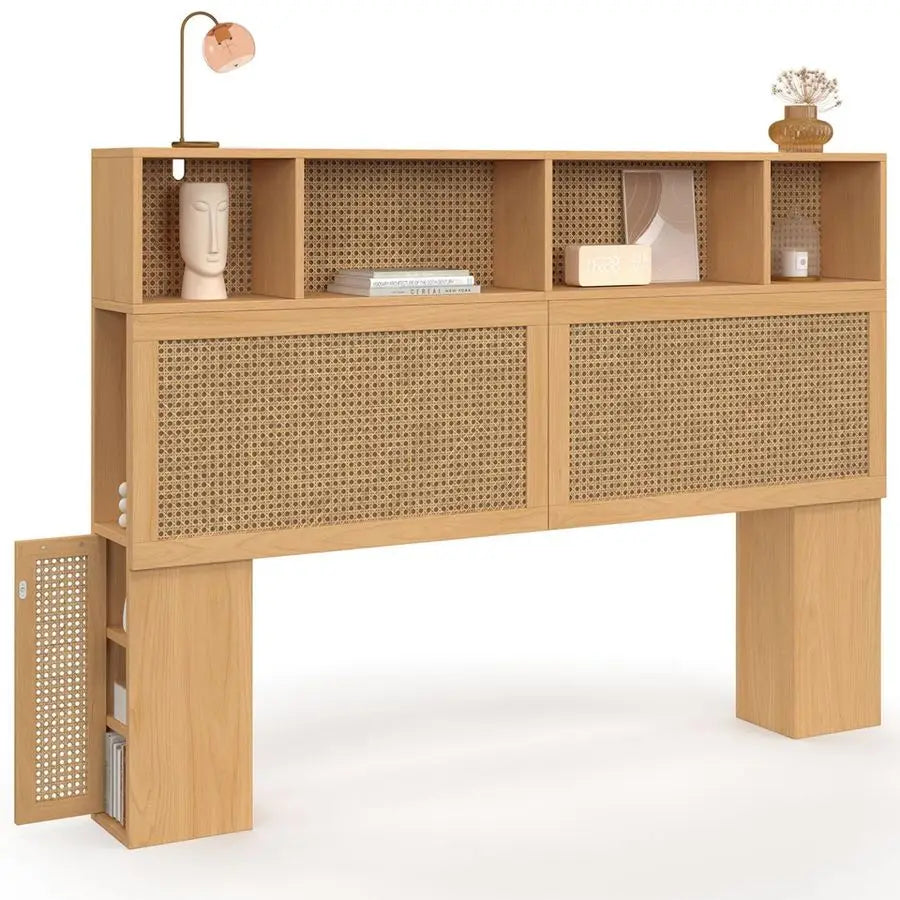 Tête de lit en canne et bois 145 cm