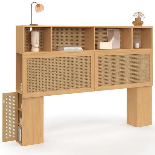 Tête de lit en canne et bois 145 cm