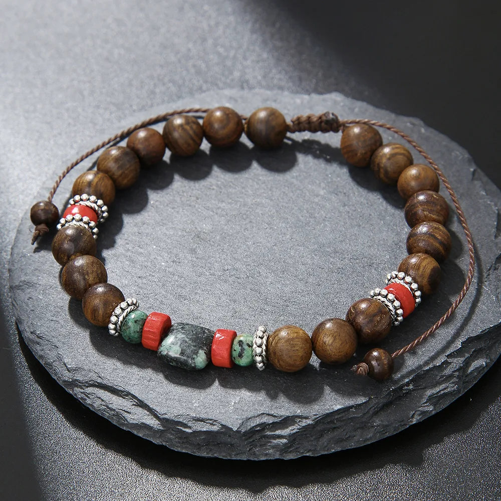 Bracelet ethnique en perles de Bodhi et œil de tigre