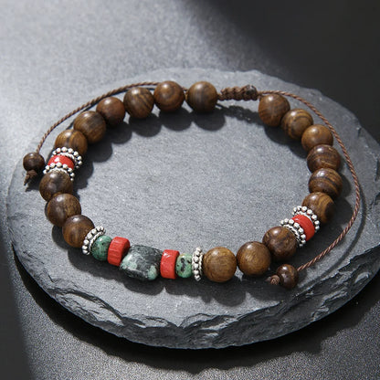 Bracelet ethnique en perles de Bodhi et œil de tigre