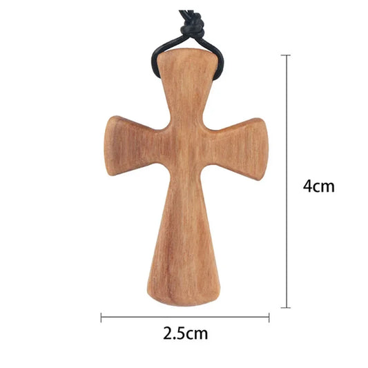 Collier croix en bois d'olivier