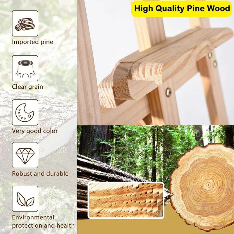 Chevalet d'artiste en bois de pin