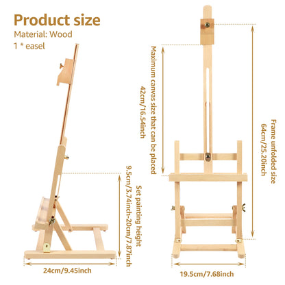 Chevalet d'art de bureau en bois