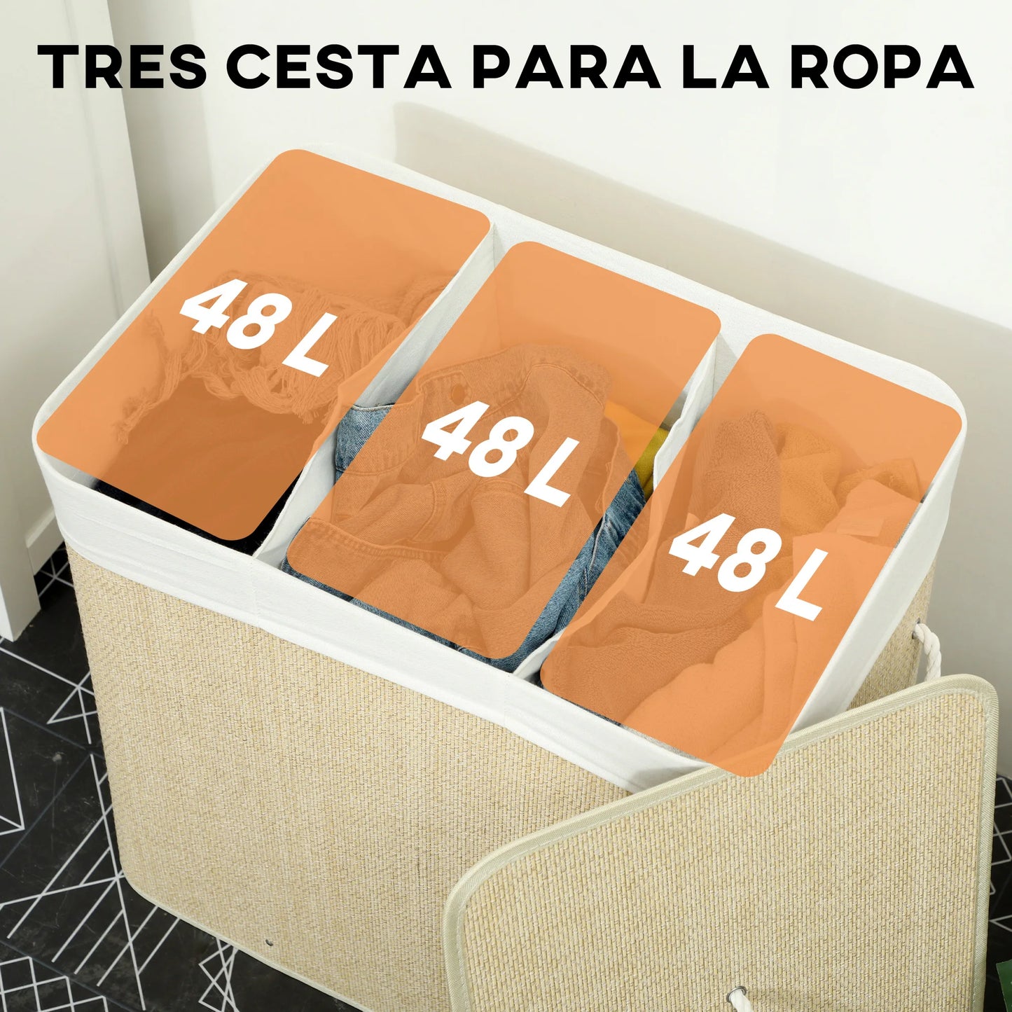 Panier à Linge Triple en Bambou