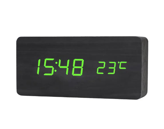 Réveil numérique bois LED