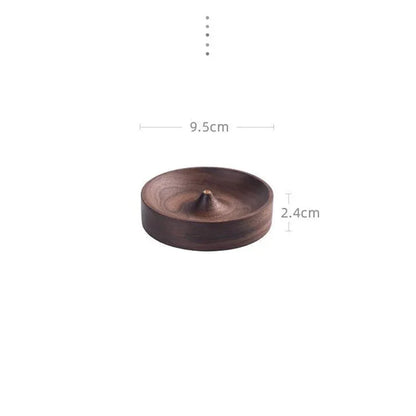 Porte-encens rond en noyer noir