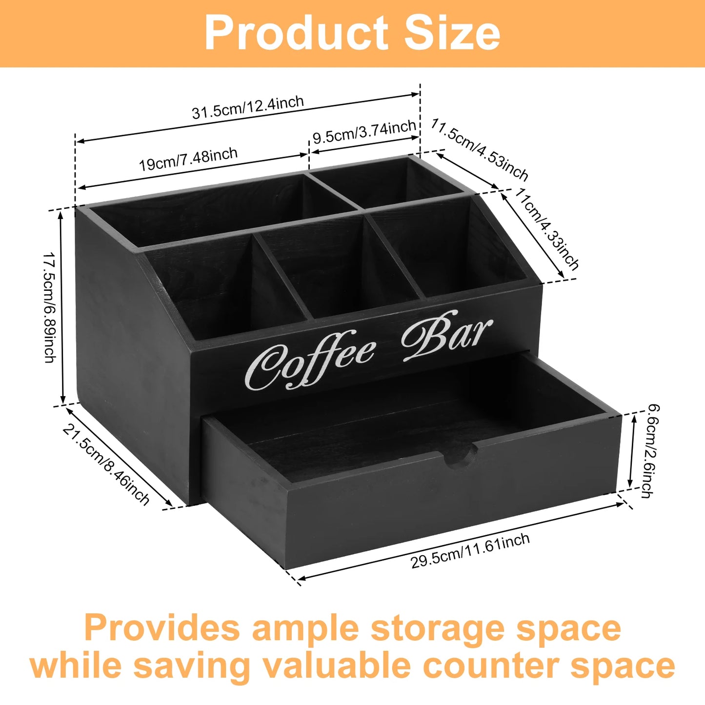 Organisateur de bar à café en bois vintage