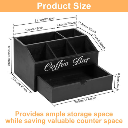 Organisateur de bar à café en bois vintage