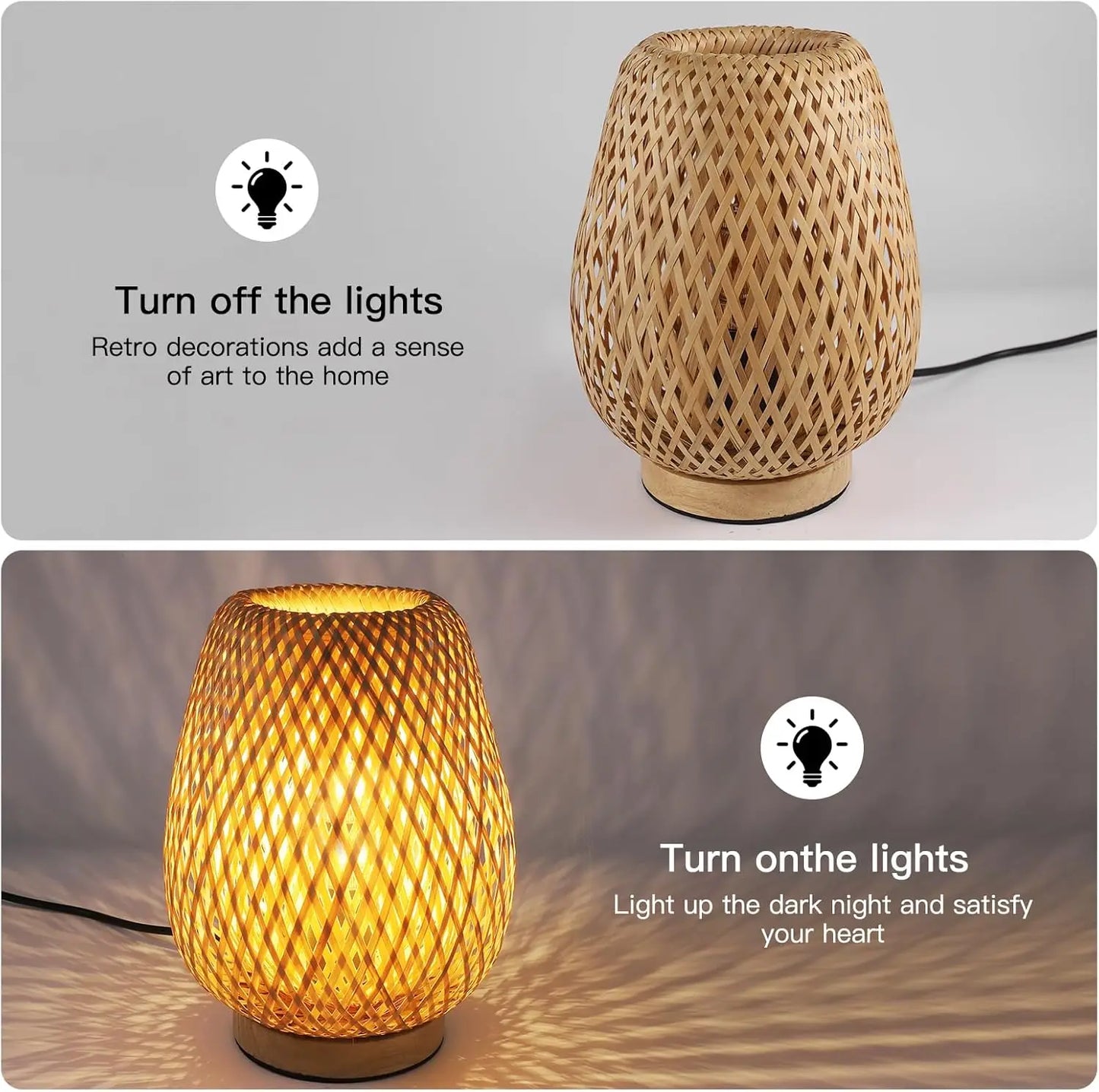 Lampe de chevet en bambou double couche