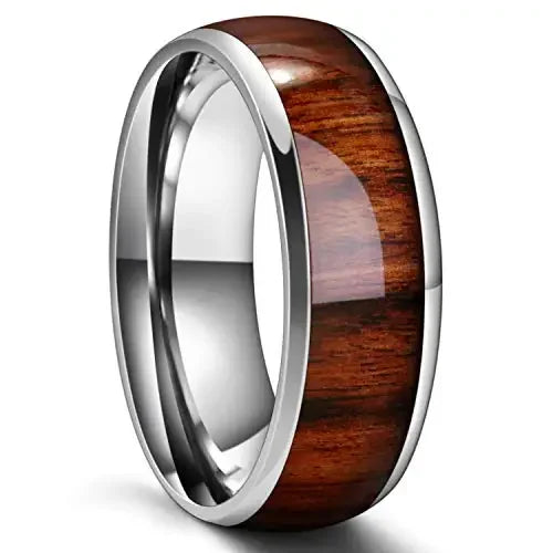 Bague en bois de Koa et acier inoxydable