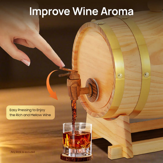 Baril de vin en bois de pin avec robinet