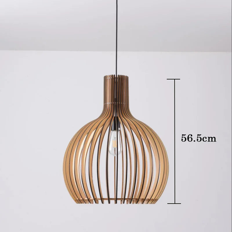 Lampe à suspension en bois cage à oiseaux
