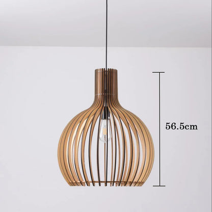 Lampe à suspension en bois cage à oiseaux