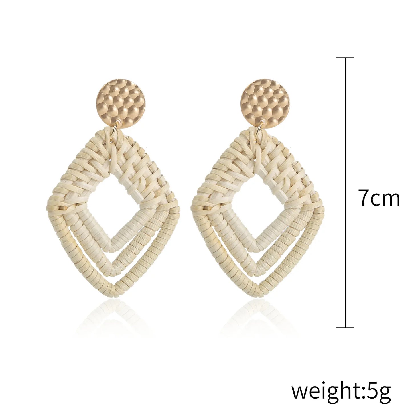 Boucles d'oreilles pendantes en bambou et rotin