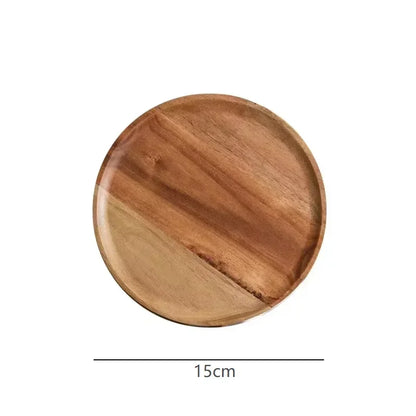 Plateau rond en bois d'acacia massif