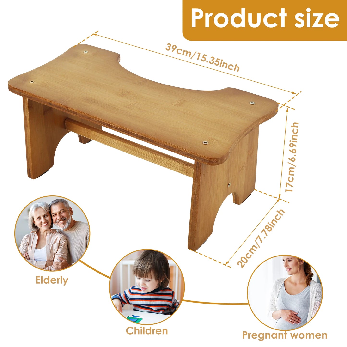 Tabouret de toilette en bambou ergonomique