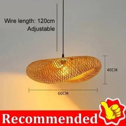 Lustre en bambou tressé