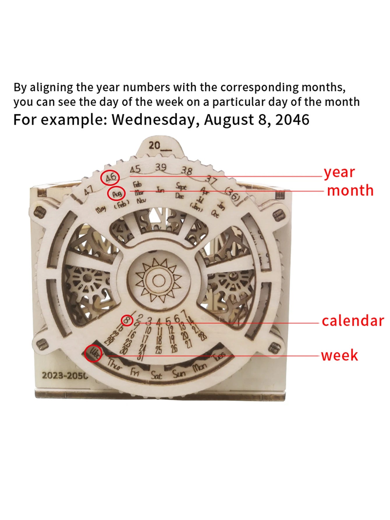 Porte-stylo calendrier perpétuel en bois