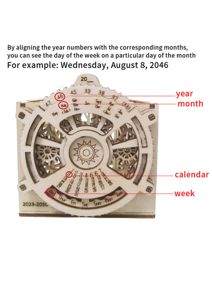 Porte-stylo calendrier perpétuel en bois