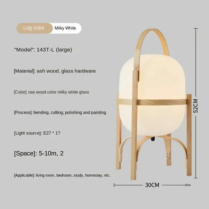 Lampadaire en bois et verre
