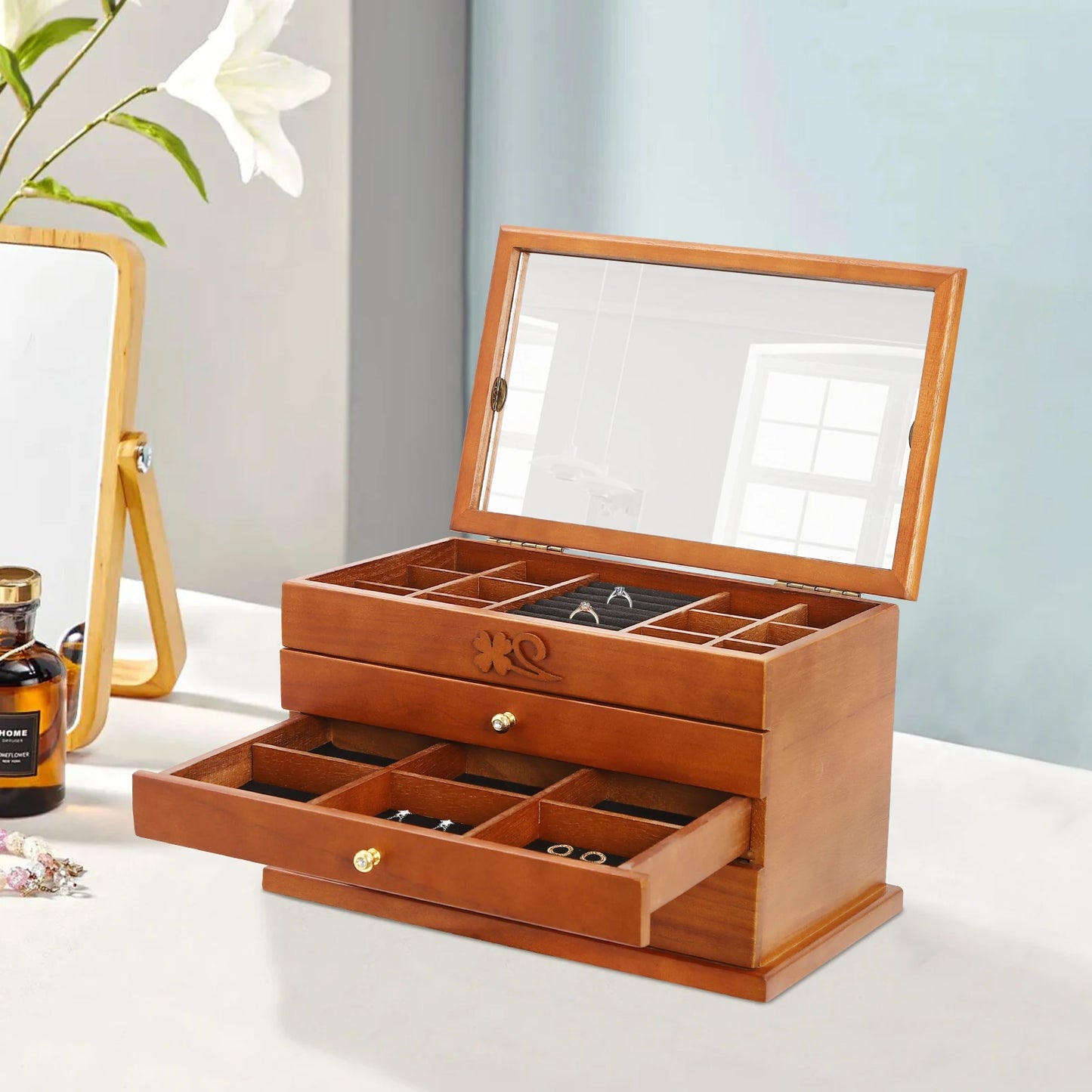 Boîte à Bijoux Multicouche en Bois