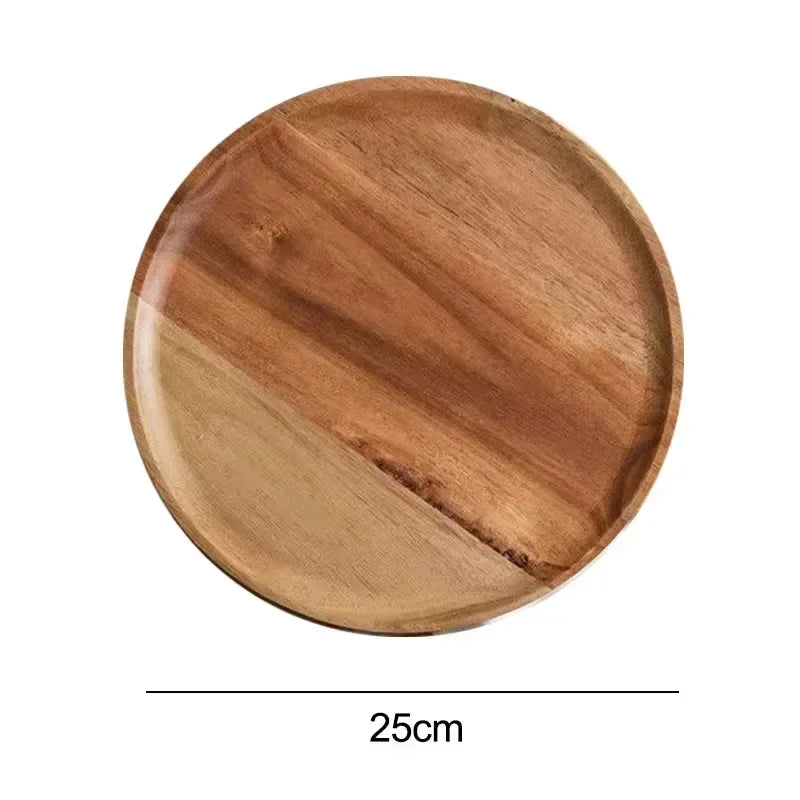 Plateau rond en bois d'acacia massif