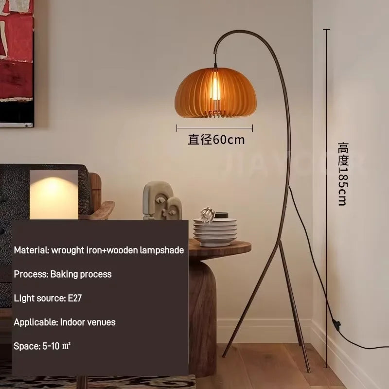 Lampadaire Arc en bois massif