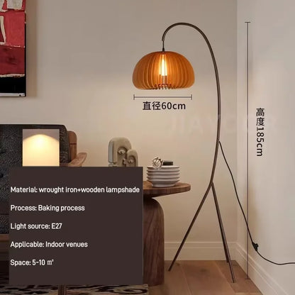Lampadaire Arc en bois massif