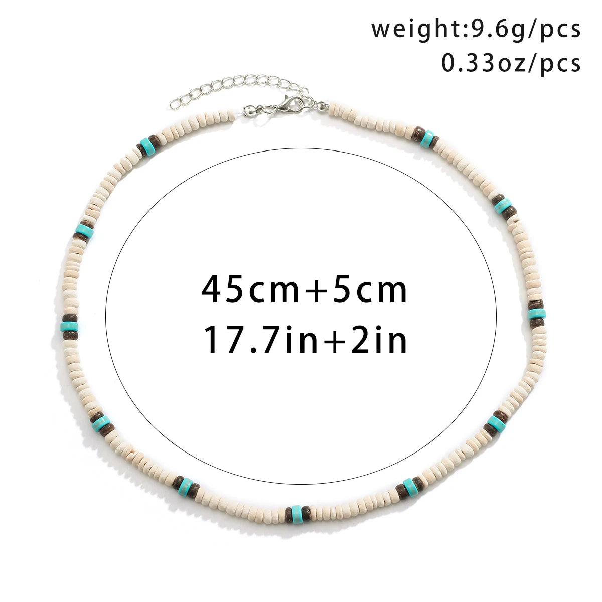 Collier ras du cou en perles de bois blanc