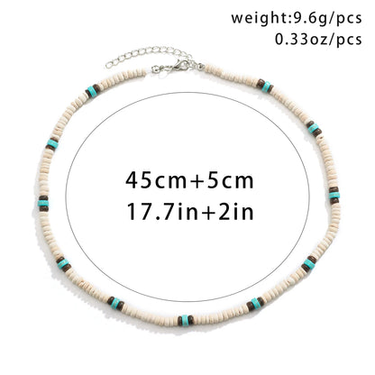 Collier ras du cou en perles de bois blanc