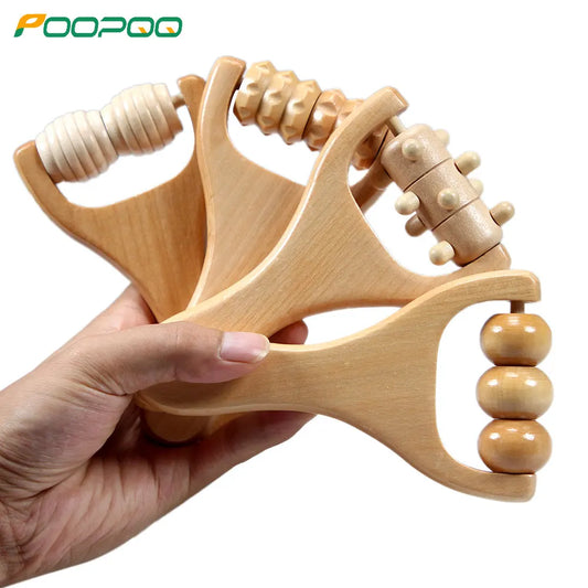 Rouleau de massage en bois naturel
