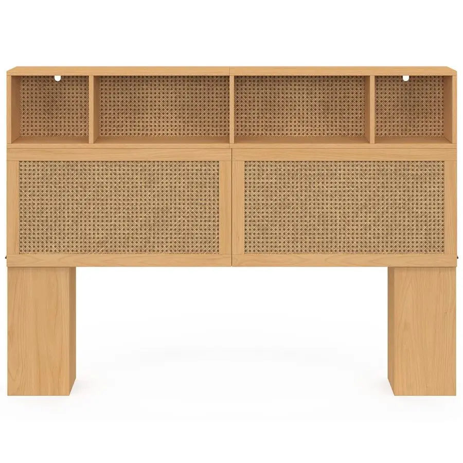 Tête de lit en canne et bois 145 cm