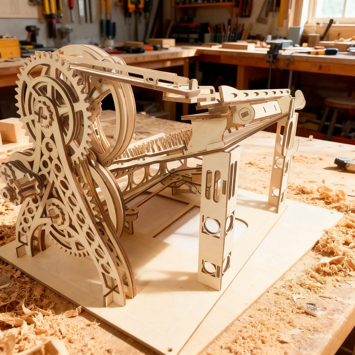 Maquette coulissante mécanique en bois