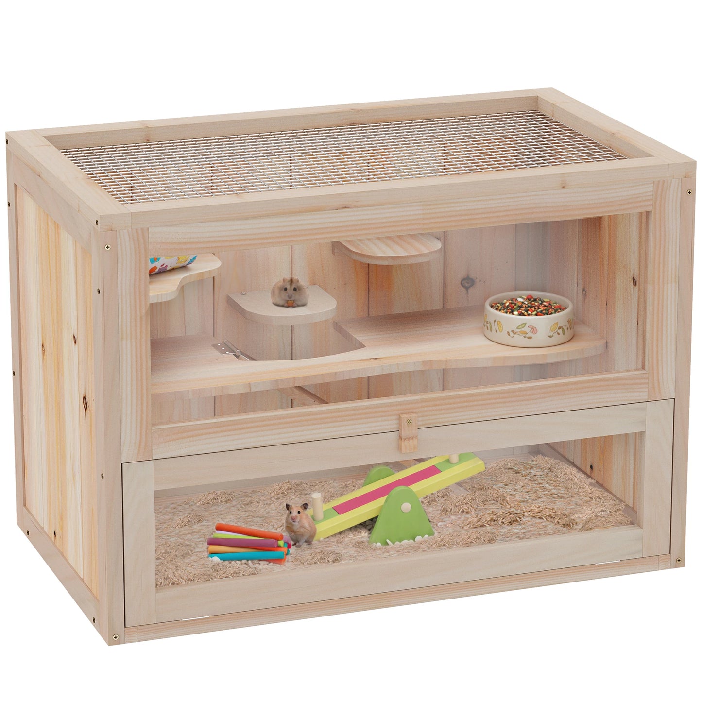 Cage à Hamster en Bois Rectangulaire