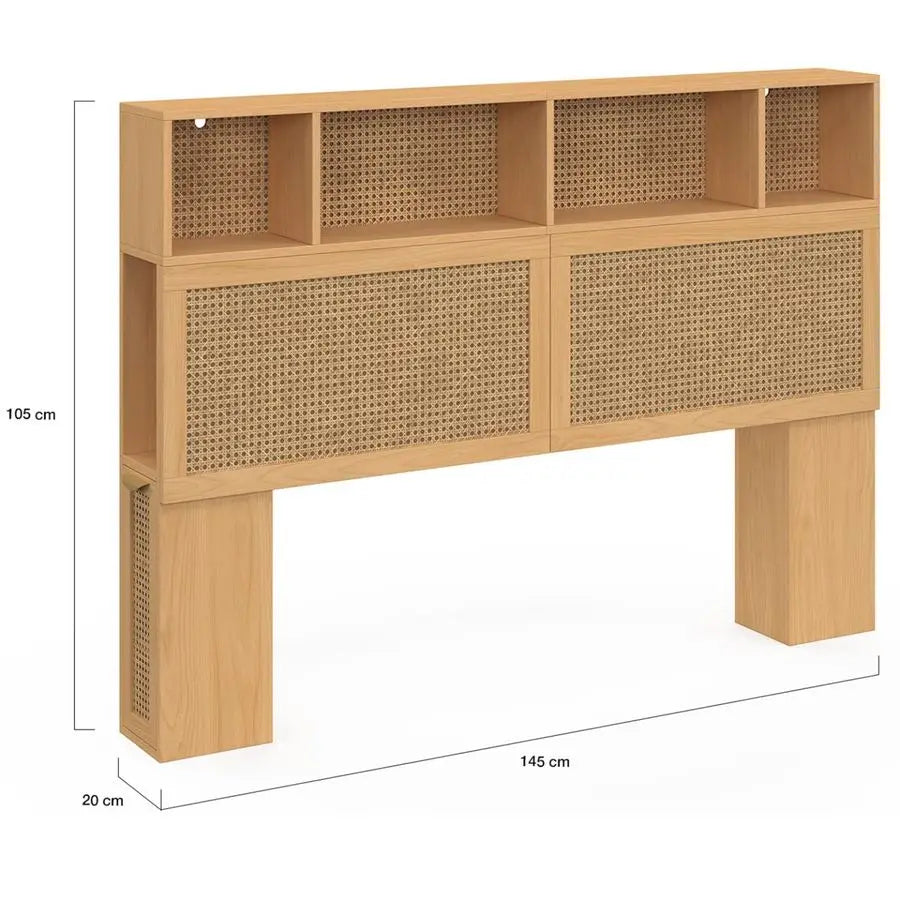 Tête de lit en canne et bois 145 cm