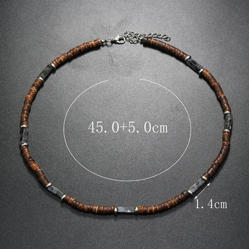 Collier en pierre naturelle et bois
