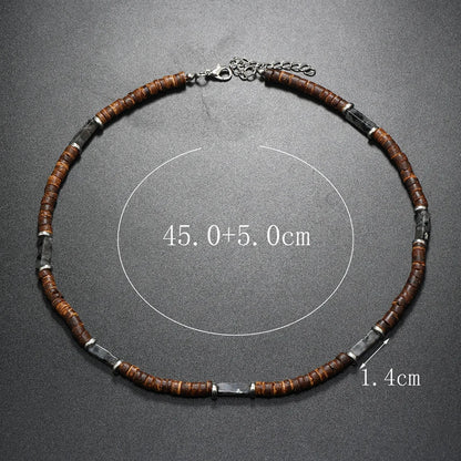 Collier en pierre naturelle et bois