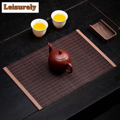 Tapis de table à thé en bambou tissé