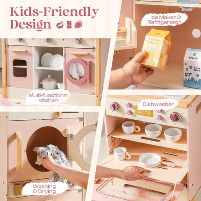 Cuisine d'angle intégrée en bois pour enfant