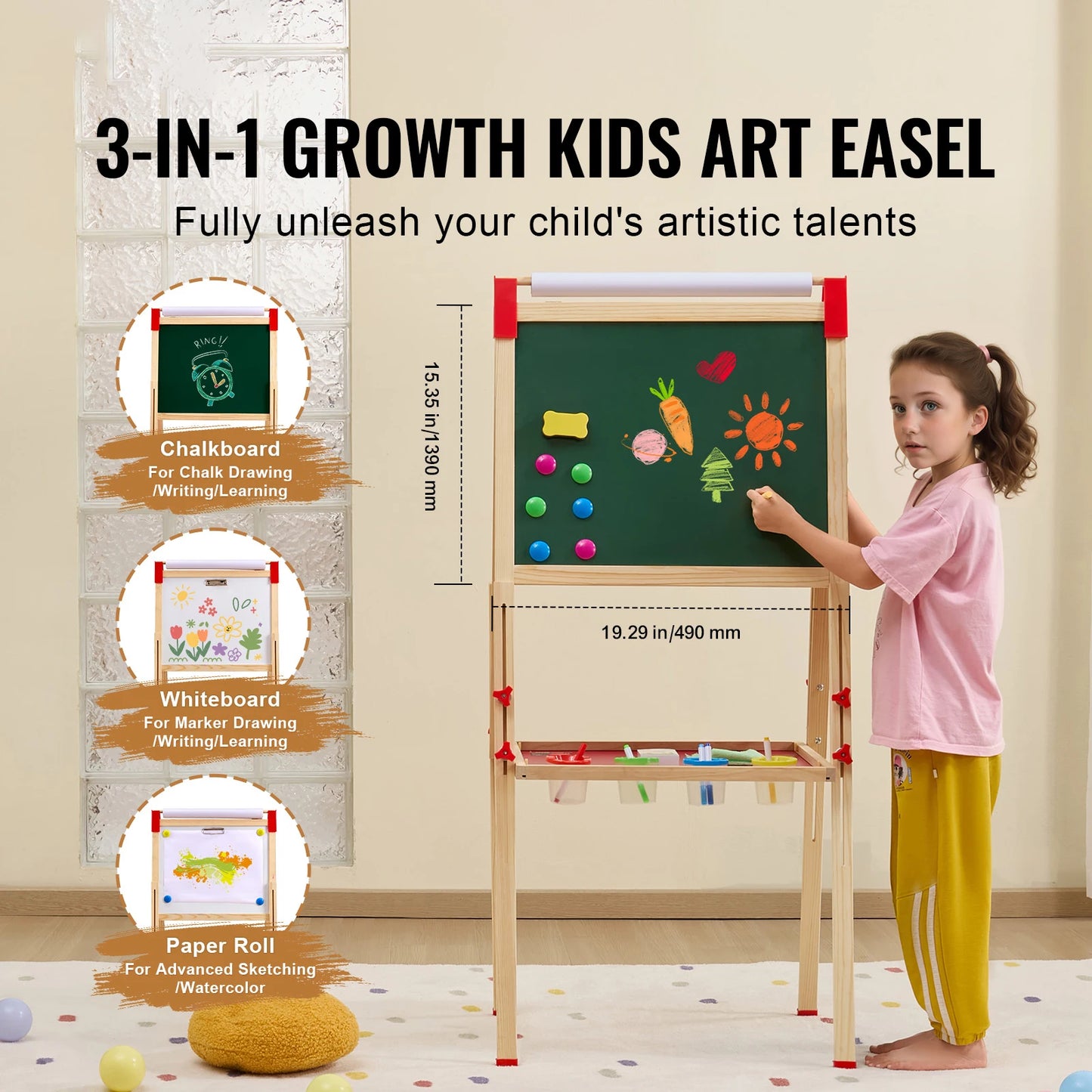 Chevalet artistique double face en bois véritable
